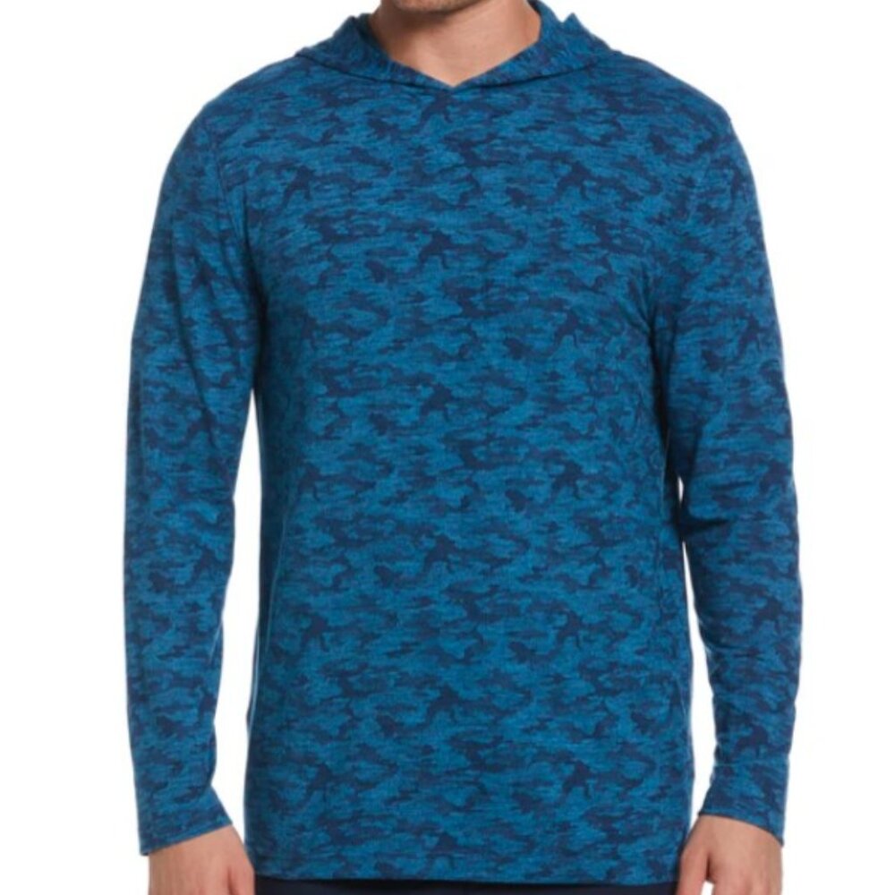 NWT PGA Tour Men's BLUE Lux Touch Camo Golf Hoodie Sweatshirt Size MED $80